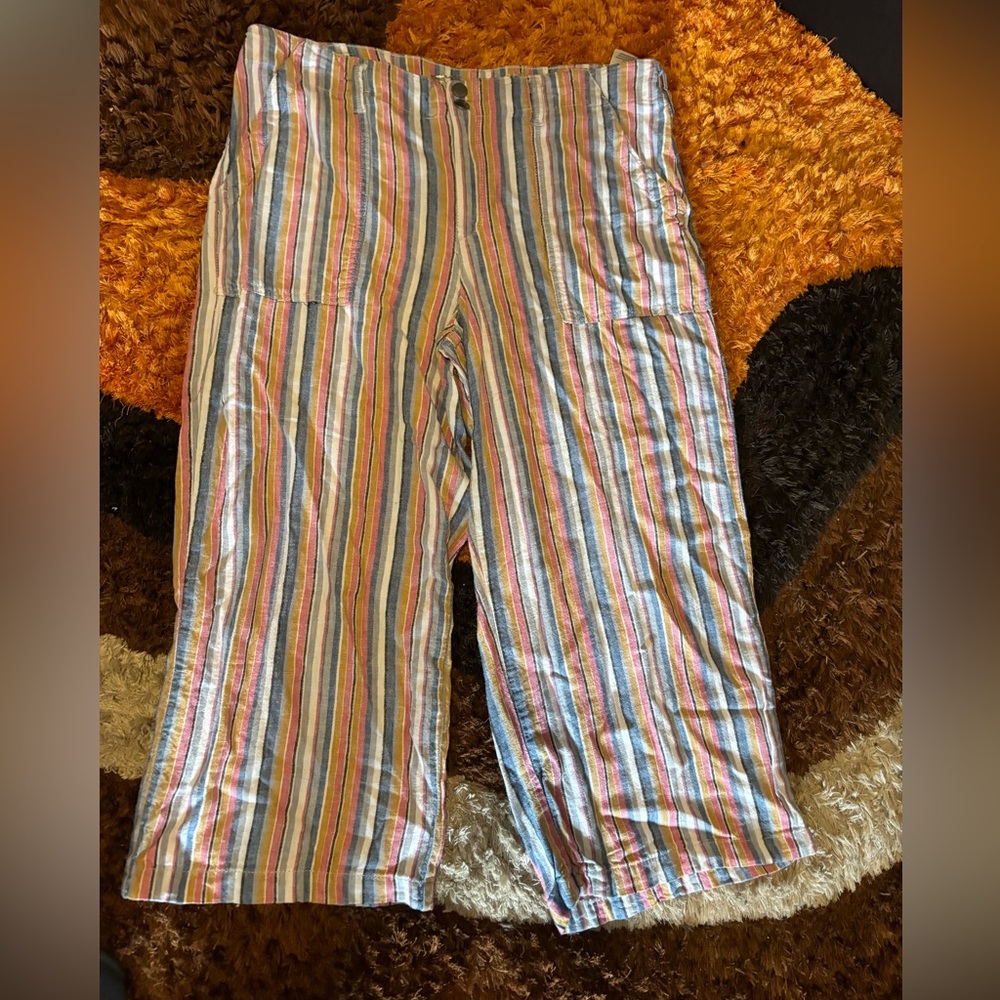 Seven7, Linen Blend, Wide Leg, Cropped Pants